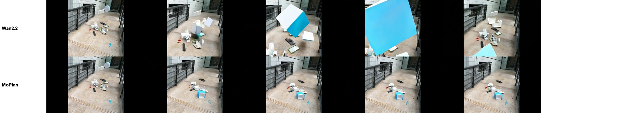 frames over time: Two boxes fall at the same time (real scene)